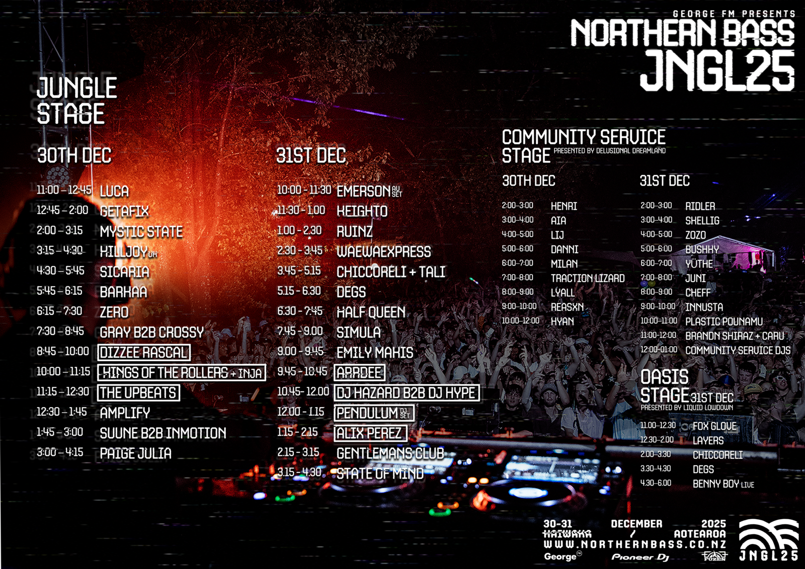 Northern Bass JNGL25 Set Times